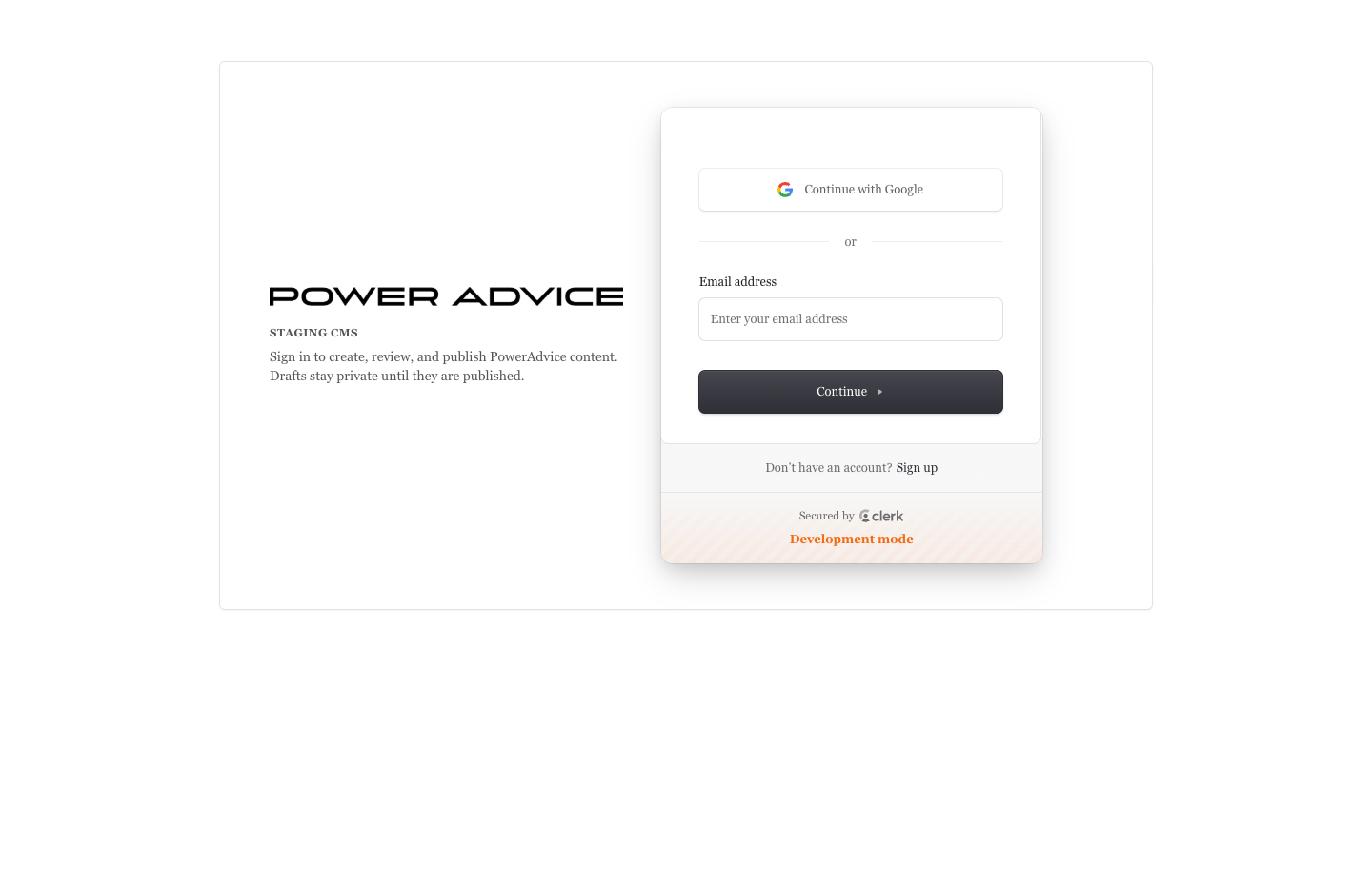 PowerAdvice CMS screenshot