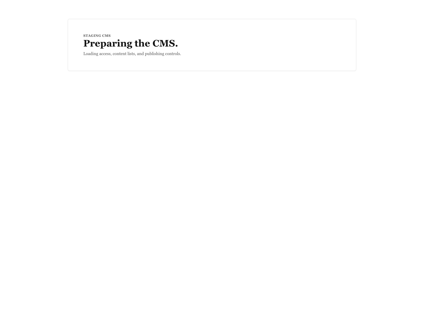 Current staging CMS screenshot